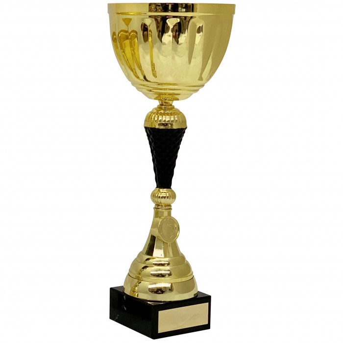 GOLD METAL CUP AND BLACK RISER AVAILABLE IN 4 SIZES